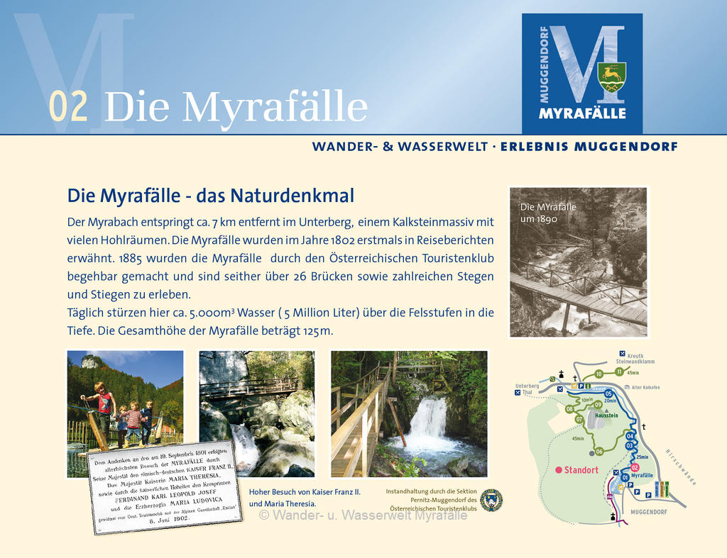 Informationstafel zur Themenstation 2 "Myrafälle"