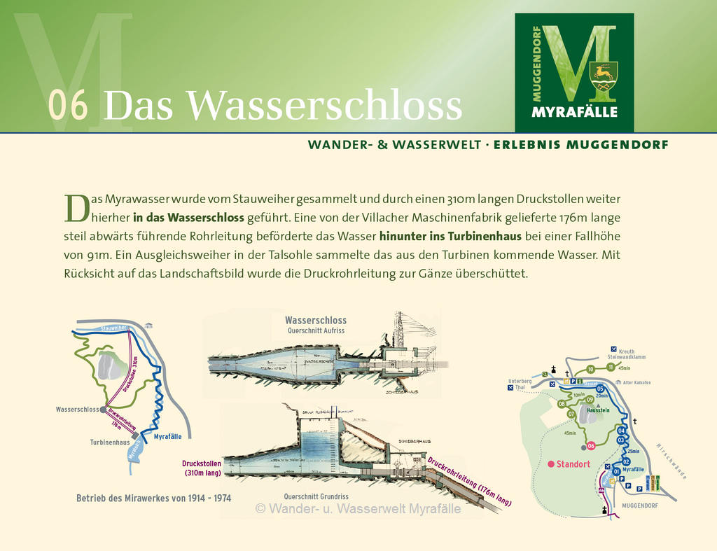 Informationstafel zur 6. Themenstation "Wasserschloss" | © Wander- u. Wasserwelt Myrafälle